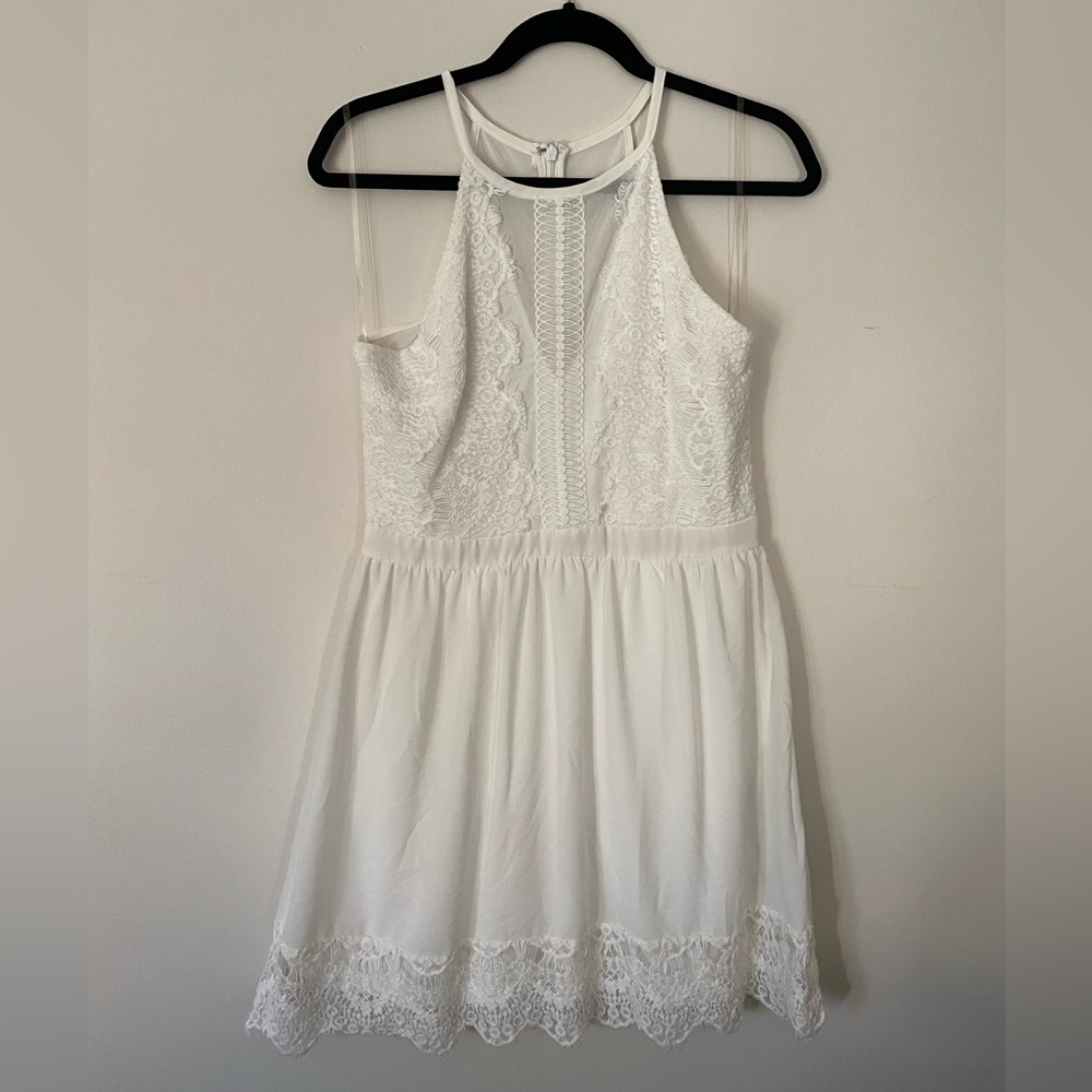White lace knee length dress